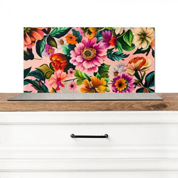 Spatscherm Aluminium - Bloemen - Kleurrijk - Roze