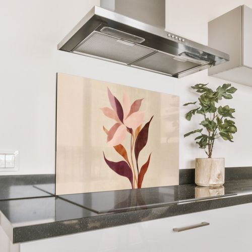 Spatscherm Aluminium - Bloemen - Blaadjes - Minimalistisch - Roze
