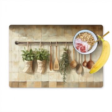 Placemat vinyl - Hout - Keukengerei - Stilleven - Tegels