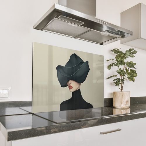 Spatscherm Aluminium - Vrouw - Groen - Hoed