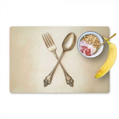 Placemat vinyl - Beige - Vintage - Bestek