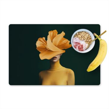 Placemat vinyl - Vrouw - Hoed - Geel