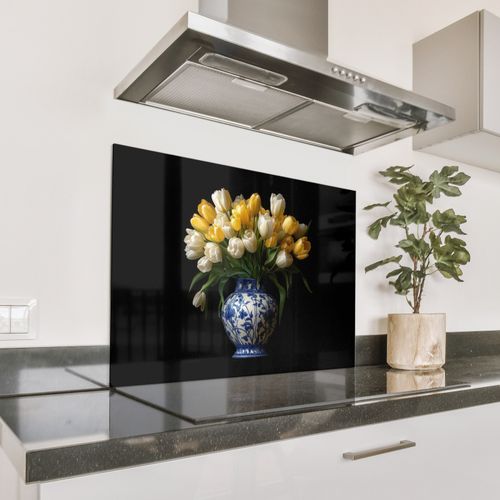 Spatscherm Aluminium - Geel - Tulpen - Vaas - Bloemen