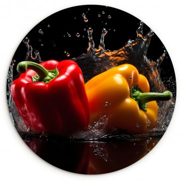 Muurcirkel - Paprika - Water - Zwart - Groente - Rood - Geel