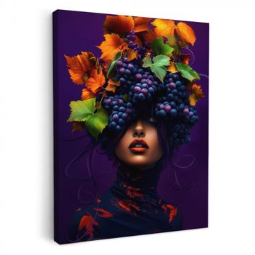 Canvas schilderij - Vrouw - Paars - Druiven