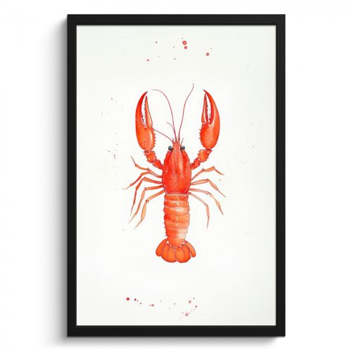 Poster met lijst - Kreeft - Waterverf - Aquarel - Oranje