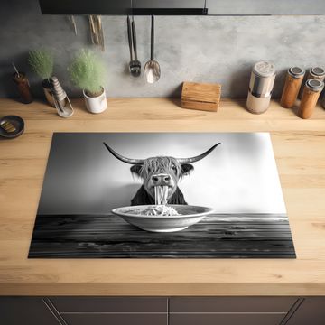 Inductie beschermer - Schotse Hooglander - Spaghetti - Dieren - Zwart wit