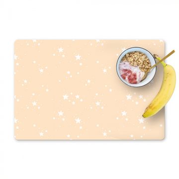 Placemat vinyl - Sterren - Beige - Geel - Wit - Patronen