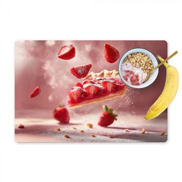 Placemat vinyl - Aardbei - Taart- Eten - Roze