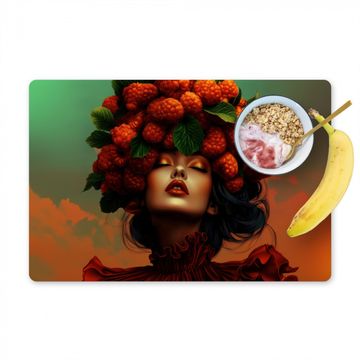 Placemat vinyl - Vrouw - Frambozen - Bladeren