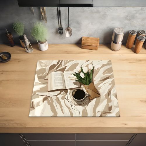 Inductie beschermer - Boek - Illustratie - Tulpen - Koffie