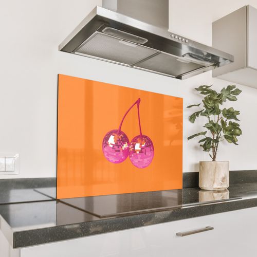 Spatscherm Aluminium - Discoballen - Kers - Spiegels - Roze