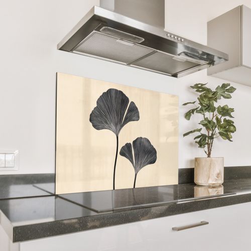Spatscherm Aluminium - Bladeren - Minimalistisch - Zwart