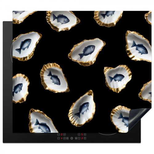 Inductie beschermer - Oesters - Vissen - Blauw - Goud