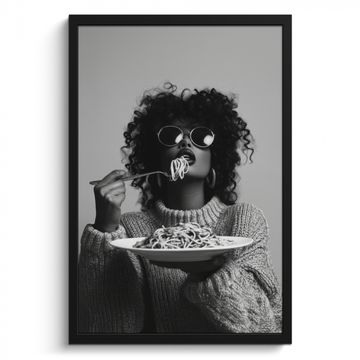 Poster met lijst - Vrouw - Pasta - Zwart - Wit