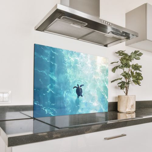 Spatscherm Aluminium - Schildpad - Zee - Blauw - Schittering