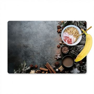 Placemat vinyl - Winter - Kruiden - Sneeuw - Chocolade