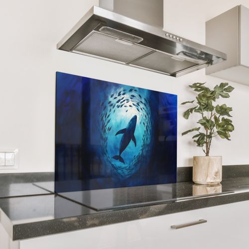 Spatscherm Aluminium - Walvis - Vissen - Donkerblauw