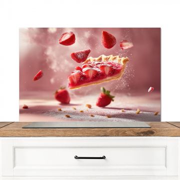 Spatscherm Aluminium - Aardbei - Taart- Eten - Roze