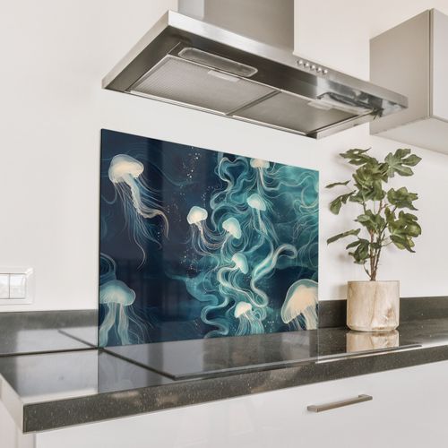 Spatscherm Aluminium - Kwallen - Zee - Wit - Golven