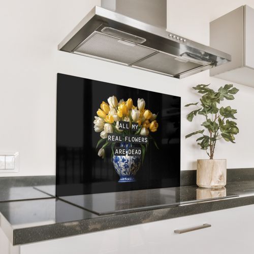 Spatscherm Aluminium - Quotes - Bloem - Tulp - Geel