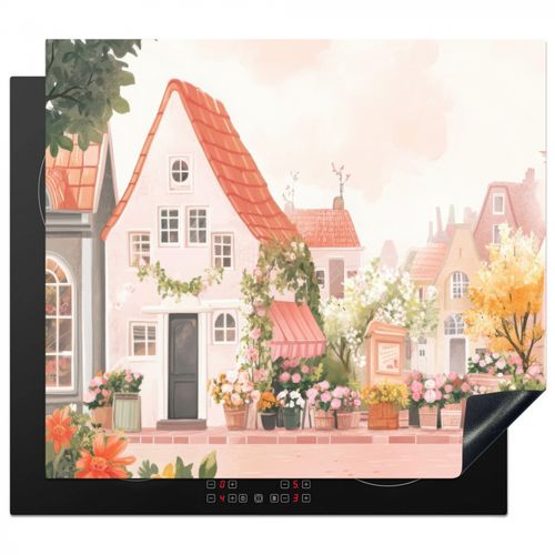 Inductie beschermer - Bloemen - Huizen - Dorp