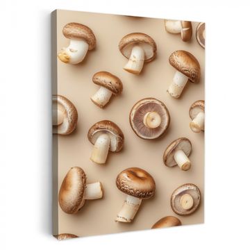 Canvas schilderij - Kastanje Champignons - Beige