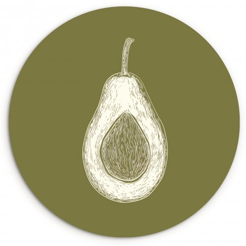 Muurcirkel - Avocado - Minimalistisch - Illustratie - Groen