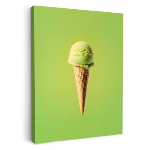 Canvas schilderij - Hoorntje - Schepijs - Groen