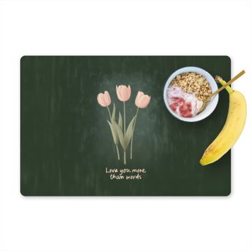 Placemat vinyl - Tulpen - Roze - Tekst - Love