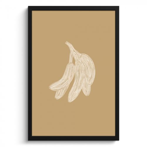 Poster met lijst - Bananen - Beige - Lijntekening - Minimalistisch