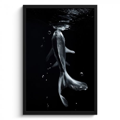 Poster met lijst - Koi - Vissen - Water - Zwart