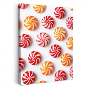 Canvas schilderij - Snoep - Patroon - Rood - Oranje