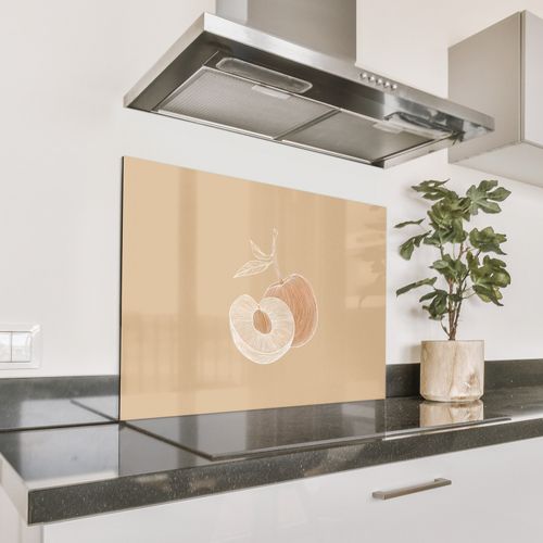 Spatscherm Aluminium - Perzik - Lijntekening - Pit - Beige