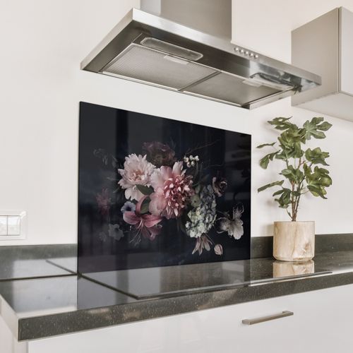 Spatscherm Aluminium - Nachtelijk Bloemenarrangement
