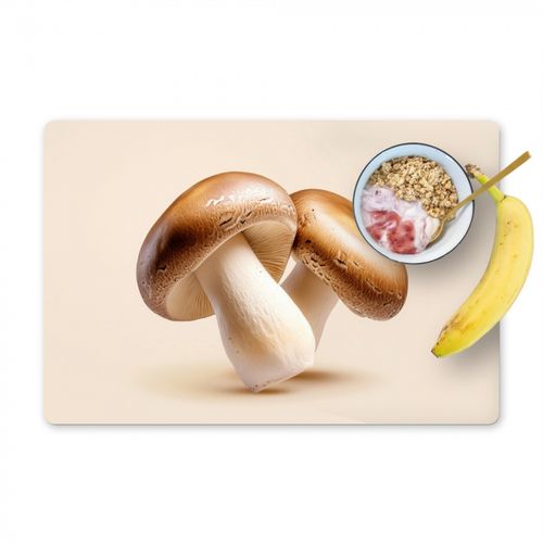 Placemat vinyl - Champignons - Zacht - Beige