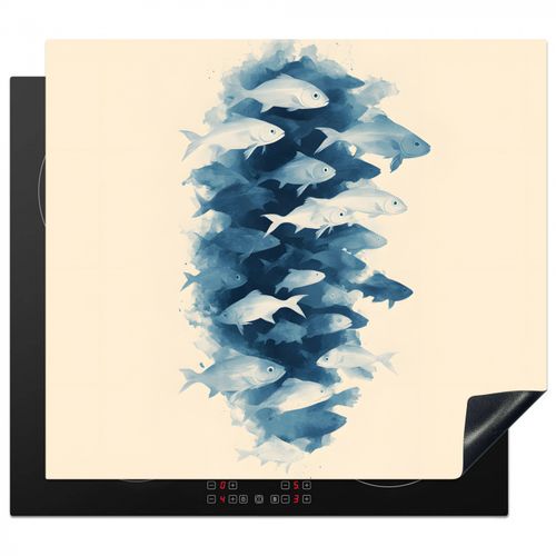 Inductie beschermer - Vissen - Minimalistisch - Blauw