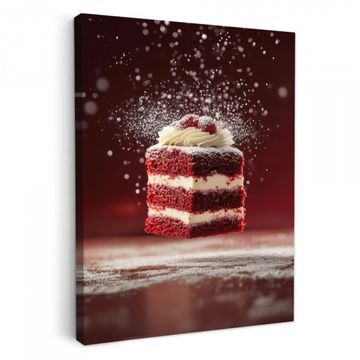 Canvas schilderij - Rode - Velvet - Taart - Eten