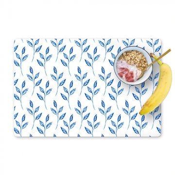 Placemat vinyl - Dansende Blauwe Bladeren