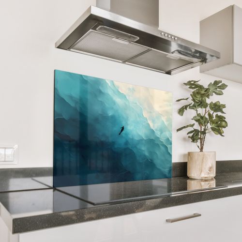 Spatscherm Aluminium - Zee - Silhouet - Abstract - Blauw
