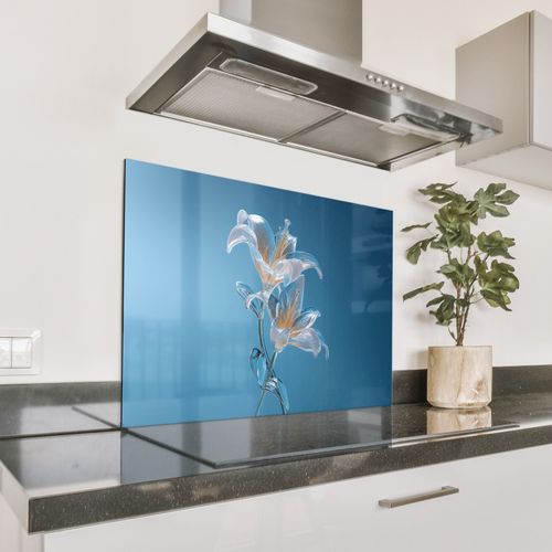Spatscherm Aluminium - Lelies - Blauw - Glazen