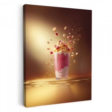 Canvas schilderij - Framboos - Smoothie - Drinken - Roze