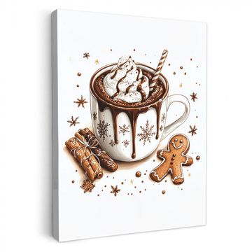 Canvas schilderij - Chocomel - Decoratie - Koek - Winter - Kerst