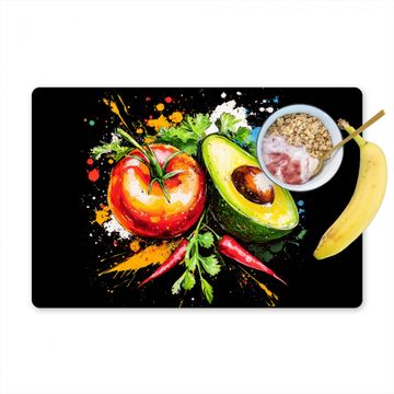 Placemat vinyl - Tomaat - Avocado - Peper - Graffiti - Verf - Modern