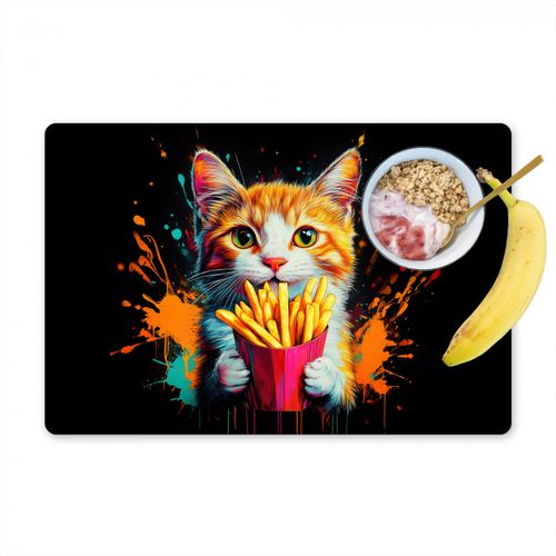 Placemat vinyl - Kat - Eten - Patat - Graffiti - Abstract