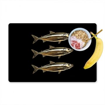 Placemat vinyl - Vissen - Goud - Zwart