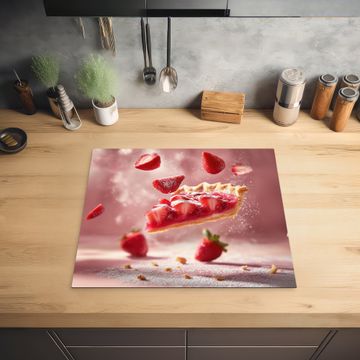 Inductie beschermer - Aardbei - Taart- Eten - Roze
