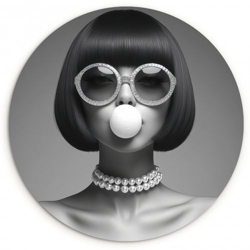 Muurcirkel - Vrouw - Zwart Wit - Ketting - Zonnebril
