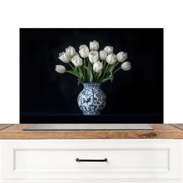 Spatscherm Aluminium - Wit - Bloemen - Tulpen - Vaas