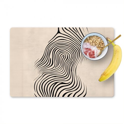 Placemat vinyl - Lijnen - Abstract - Golvend - Zwart